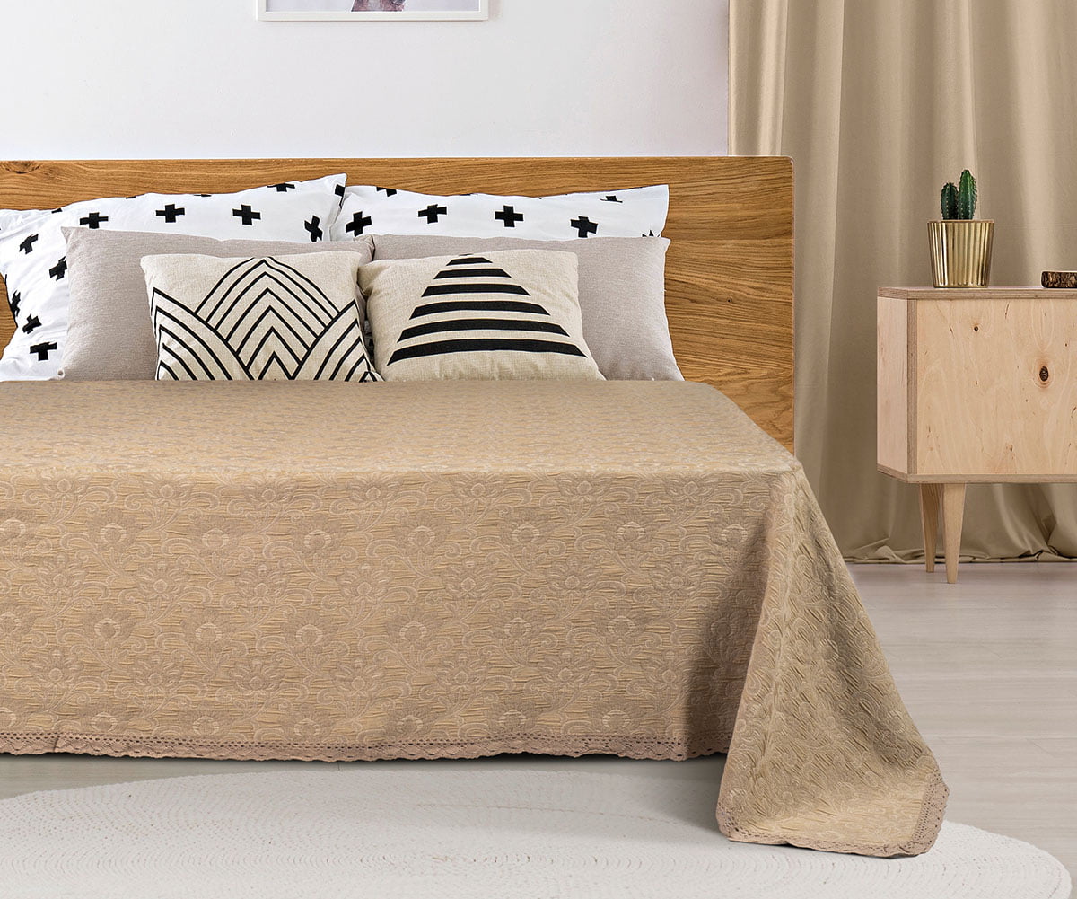 Beauty Home Κουβέρτα ζακάρ Art 1349 με δαντέλα υπέρδιπλη σε 5 χρώματα  230x250