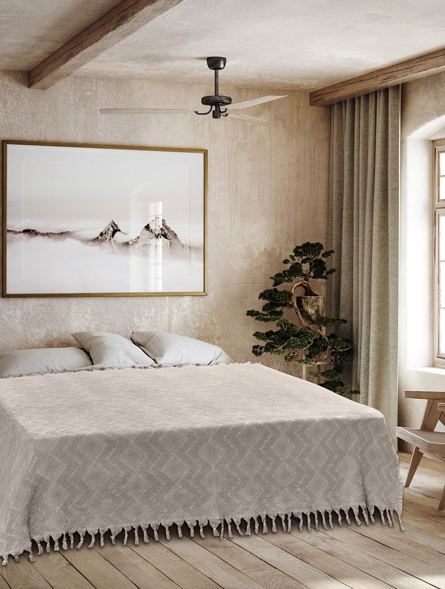 Κουβέρτα Πικέ Ζακάρ TIFOON BEIGE