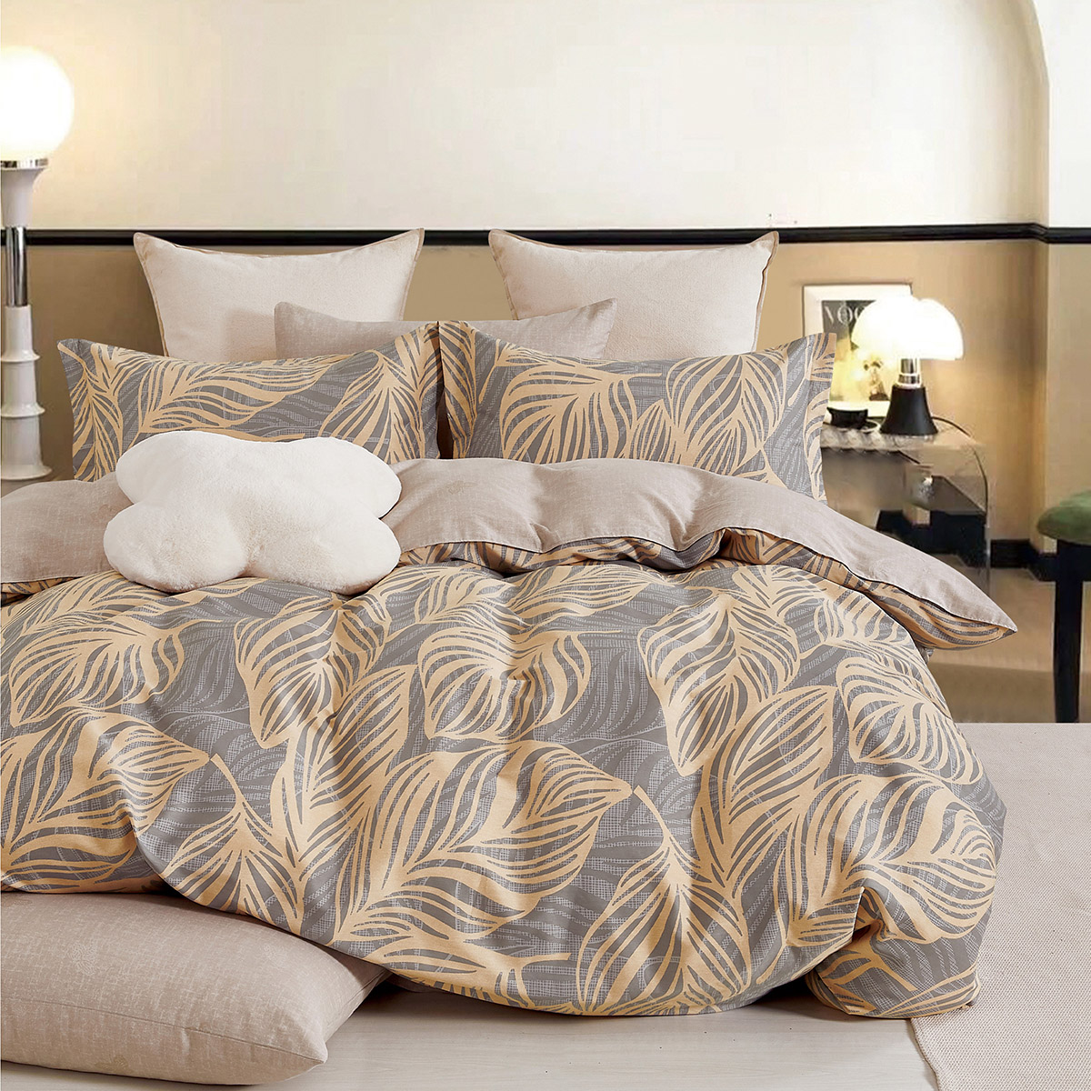 Beauty Home Σετ σεντόνια υπέρδιπλα με λάστιχο Art 12607 Andre 165x200+30 Γκρι