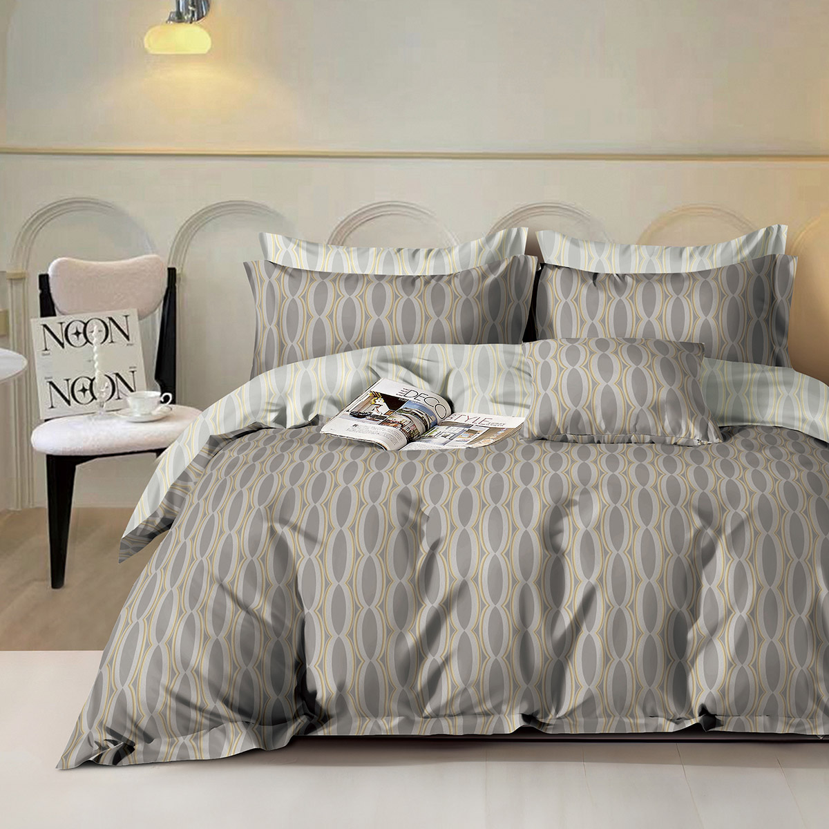 Beauty Home Σετ σεντόνια υπέρδιπλα με λάστιχο Art 12614 Byrd 165x200+30 Γκρι