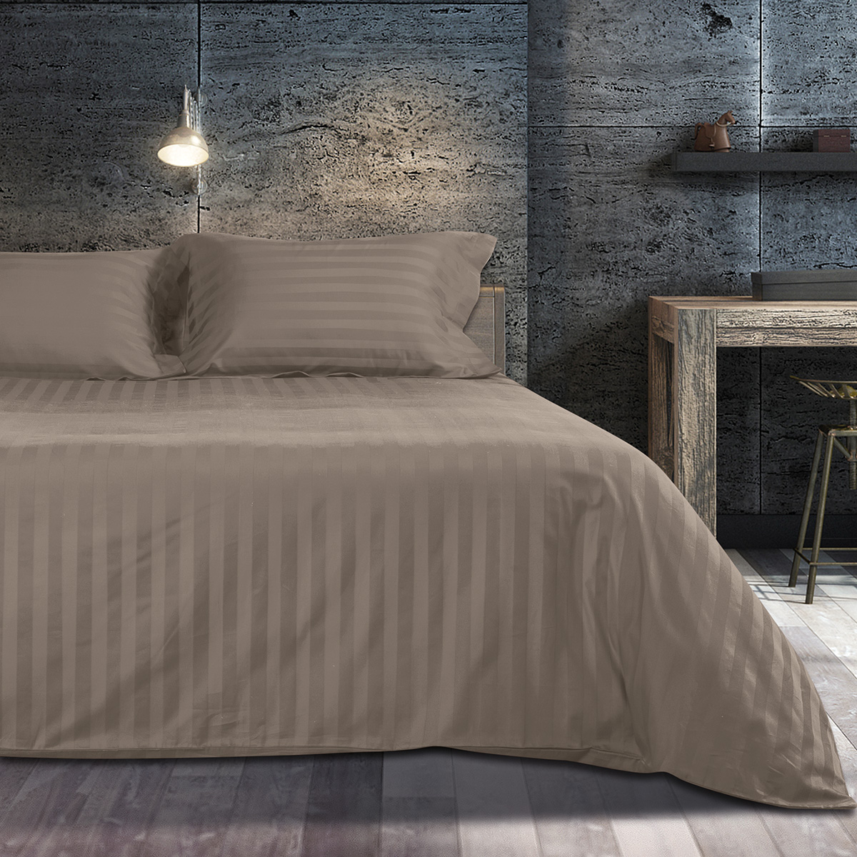 Beauty Home Σετ σεντόνια υπέρδιπλα με λάστιχο Art 1530 Stripe σε 7 αποχρώσεις 170x200+30